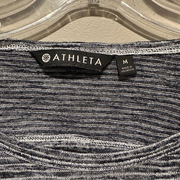 Athleta Blouse Womens Medium Long Sleeve Gray Open Back Gym Workout Train Blue - Picture 4 of 9